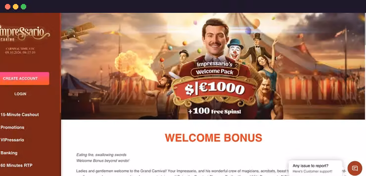 Impressario Casino - a bónuszajánlat
